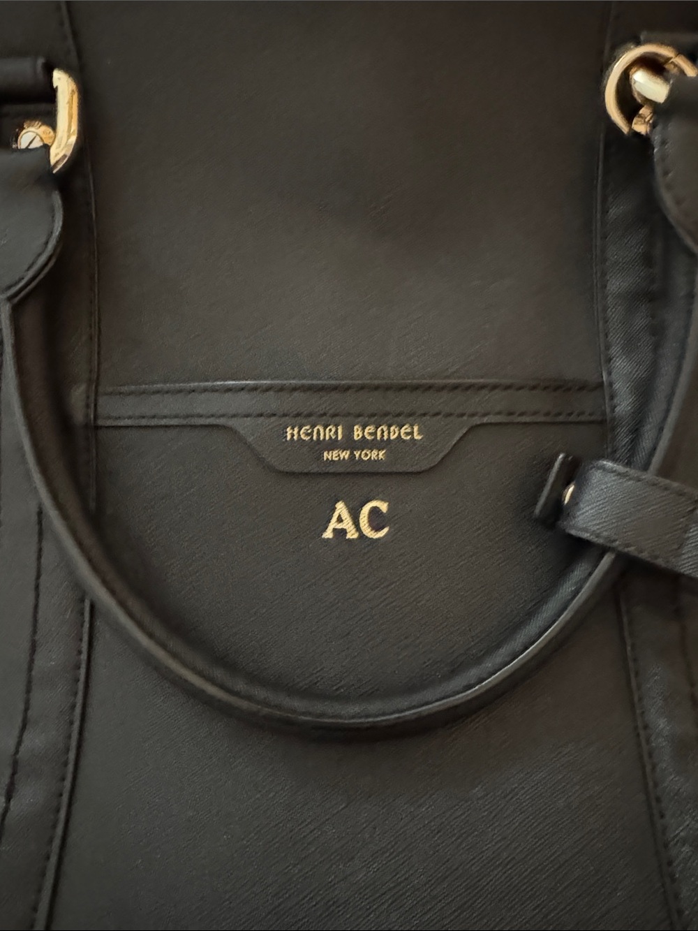 henri bendel Black Leather Satchel with Gold Hardware - Picture 2 of 7